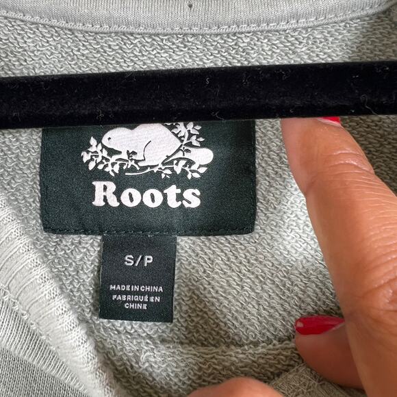 ROOTS Light Green Velvet Logo Sweatshirt Sweater Mini Dress Womens Size Small - Picture 9 of 13